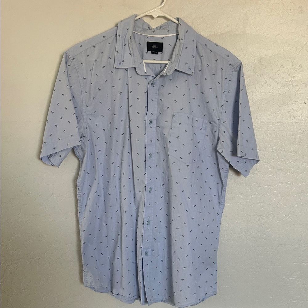 Obey Light Blue Casual Button Down Shirt